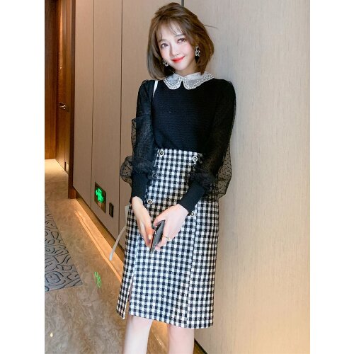 Splicing yarn net wave point set auger doll led lantern sleeve cultivate ones morality knitting coat winter new High Quality