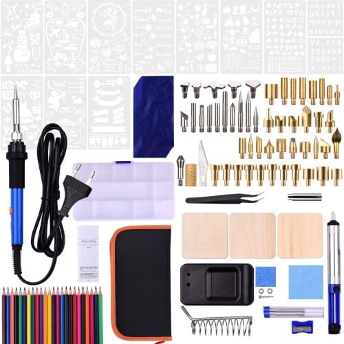 112pcs Wood Burning Kit Adjustable Temperature 220-480℃ Woodburning Tool 60W Pyrography Pen Set for Embossing Carving Soldering
