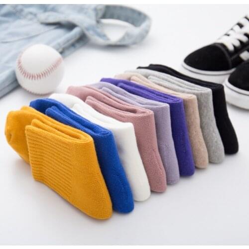 Terry Sports Womens Socks Waist Solid Color Candy Color Floor Socks Towel Socks College Style Japanese Color Gorgeous Tube Sock