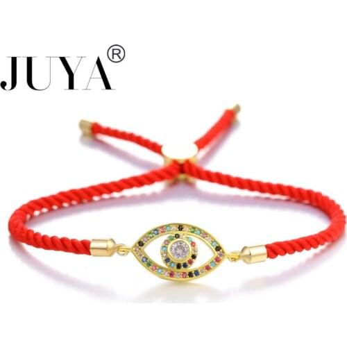 JUYA Bracelet Trendy Turkish Gold Evil Eye Bracelet Pave CZ Multicolor Eye Gold Chain Bracelet Adjustable Female Party Jewelry