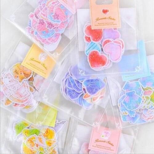 70 Pcs/pack DIY Kawaii Heart Star Flower Decorative Stickers for Diary Album Scrapbooking Cute Sticker Flakes School Students
