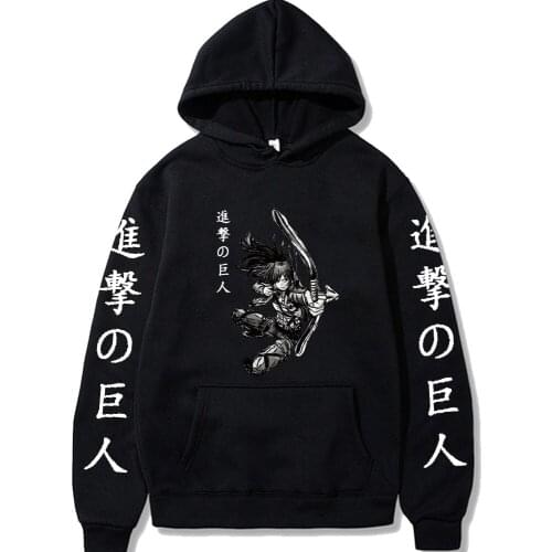 Newest Fashion Anime Attack On Titan Mikasa Hoodies Korean Loose Sleeves Warm Hoody Pullover Harajuku Oversized Women Sweatshirt