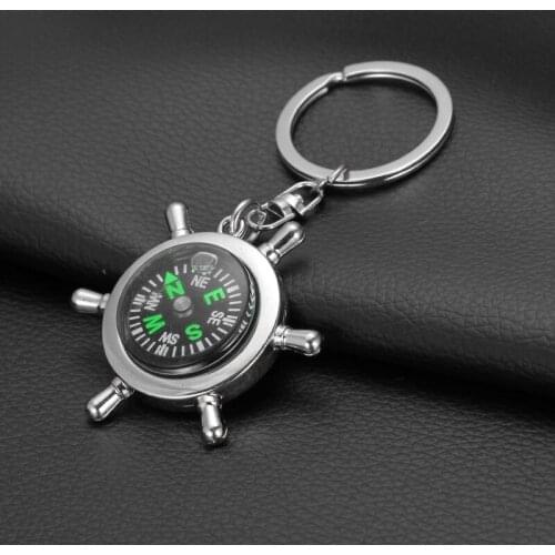 New Metal Rudder Compass Keychain For Men Novelty Floating Compass Key Chain Women Car Bag Trinkit Jewelry Friend Gift Souvenir