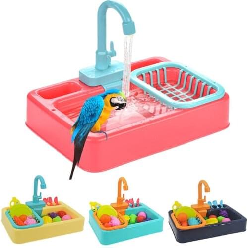 New Parrot Automatic Bathtub Swimming Pool Faucet Bird Feeder Parrot Bath Shower Water Dispenser Bird Cage Bathroom Parrot Toys