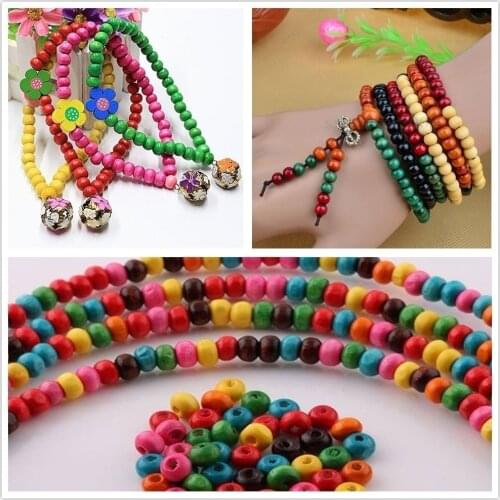Wholesale 1000Pcs!!! MultiColor Loose Wooded Spacer Beads Findings for Crafts Diy Jewelry Making