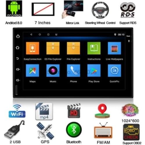 By DHL or Fedex 10pcs Android 8.0 7'' Touch Car Radio Player GPS Navigation 2 Din WiFi Bluetooth Radio Multimedia Player 7023A