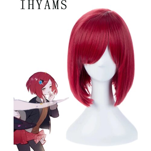 Danganronpa V3 Killing Harmony Yumeno Himiko Red Short Wig Cosplay Costume Dangan Ronpa Heat Resistant Hair Women Party Wigs