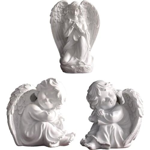 Resin Angel Garden Figure Unique Winged Angel Statue Home Garden Decoration Napping Angle Sculpture Desktop Decorative Statue