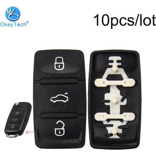 OkeyTech 10pcs/lot Rubber Key Repair Pad 3 Button for VWw Golf T5 Beetle Caddy Passat Cover Remote Car Key Replacement Holder