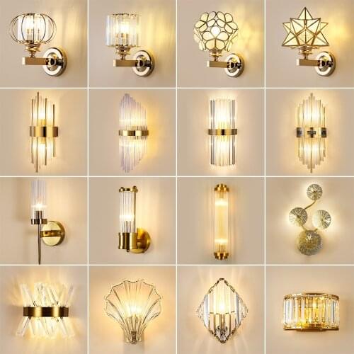 TUDA Luxury Crystal Wall Lamp For Living Room Wall Light Nordic Modern Minimalist Stairs Aisle Corridor Bedroom Bedside Lamps