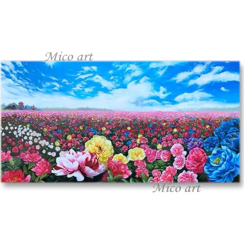 Hand-painted Outdoor Landscape Wall Decor Picture Art Abstract Knife Flowers Oil Painting Canvas Wall Art Unframed Cheap Artwork