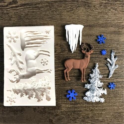 Cute Elk/Glacier/Christmas tree Fondant Cake Silicone Mold Chocolate Candy Molds Cookies Pastry Biscuits Mould Cake Baking Tools