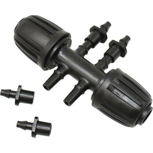 Garden Hose 1/2" to 1/4 Hose 4-way water splitter lock nut 16mm to 4/7 hose barbed double way irrigation connector 1pcs