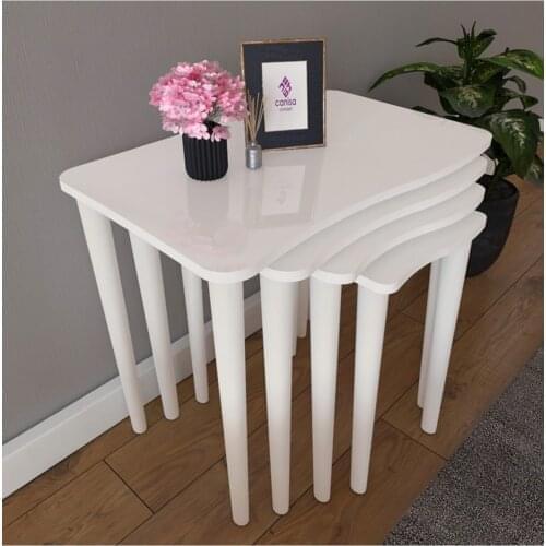 Modern Swan Series Zigon Coffee table Pad Mdf Painted And-White 4 Pcs coffe table