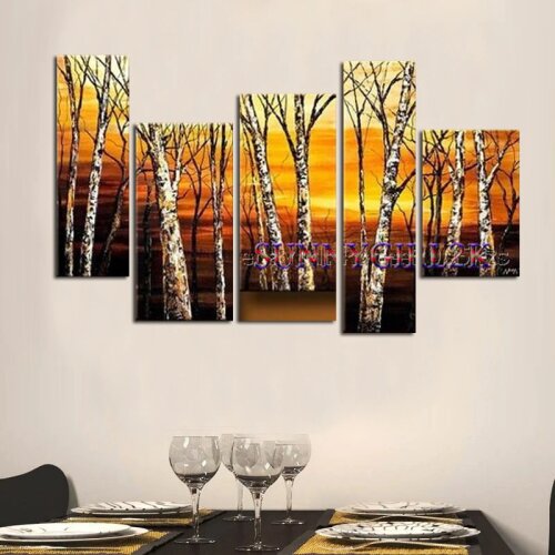 Modern Tree Canvas Wall Art Abstract Oil Painting for Decor (No frame)