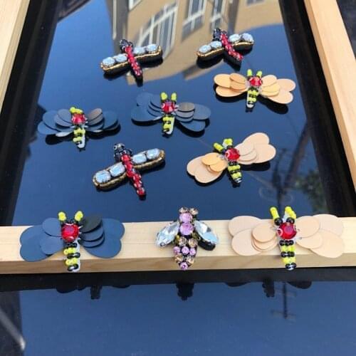 Beaded sequins dragonfly patch diamond 3D lace patch applique hair DIY manual bag accessories