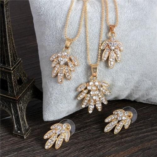 Crystal Jewelry Set For Women African Beads Jewelry Set Wedding Leaf Choker Necklace Bridal Dubai Ethiopian Jewellery Sets