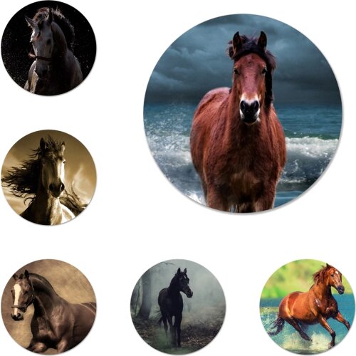 Horse Icons Pins Badge Decoration Brooches Metal Badges For Clothes Backpack Decoration 58mm