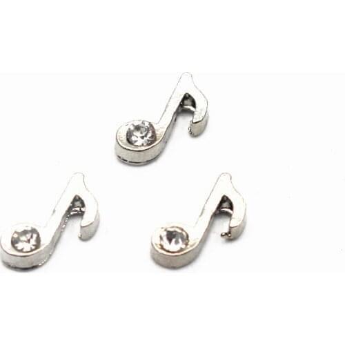 10pcs/lot Silver Music Note Crystal Floating Charms For Living Glass Floating Lockets Bracelet Necklace DIY Jewelry Making