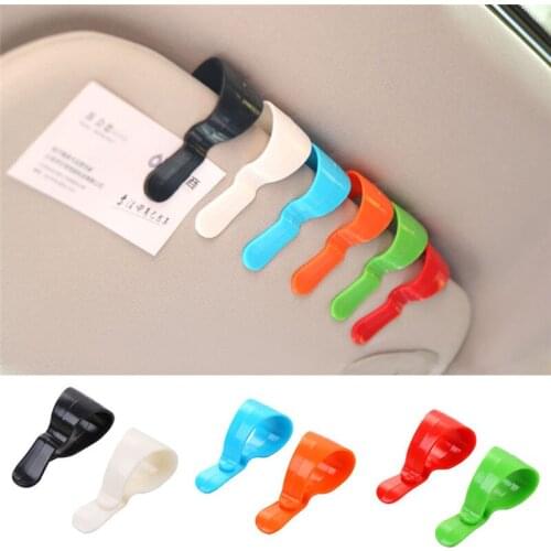 2Pcs Universal Auto Car Vehicle Parking Visor Sunglasses Glasses Card Pen Holder Ticket Permit Holder Clip Fastener Sticker