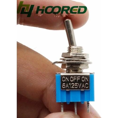 5pcs/lot Mini MTS-103 3-Pin SP3T ON-OFF-ON 6A 125V 3A250VAC Metal Plastic Toggle Switches