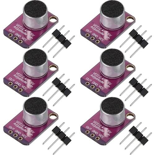 6 PCS Electret Microphone Amplifier Module MAX4466 Adjustable Gain Blue Breakout Board Fit For UNO