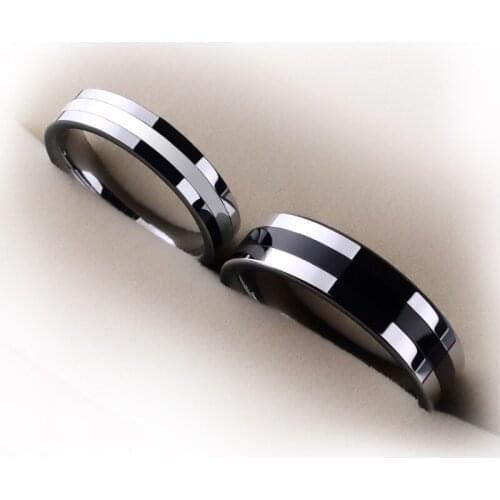 Free Shipping New Fashion Couples' Rings Tungsten Steel Band High Polished Inlay Silicon Black/White Two Color in Full Sizes