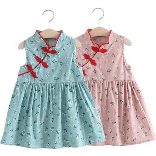 Childrens clothes girl flower Chinese style dress