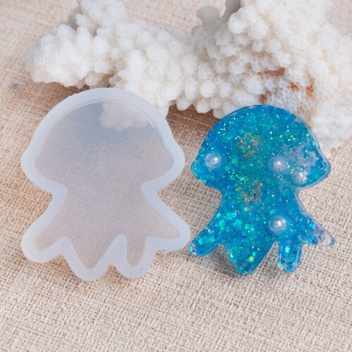 DoreenBeads Octopus Silicone Resin Mold For Jewelry Making White Resin mold DIY Craft 37mm(1 4/8") x 32mm(1 2/8") 1 Piece