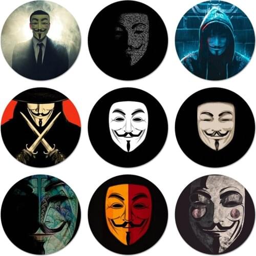 Fawkes Anonymous Mask Icons Pins Badge Decoration Brooches Metal Badges For Clothes Backpack Decoration