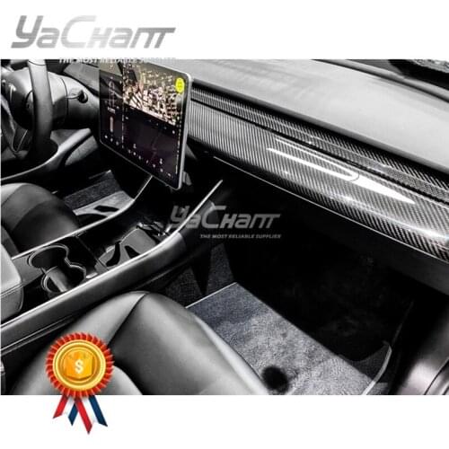 Glossy Dry Carbon Fiber Dashboard Air Con Panel Fit For 2018-2019 Tesla Model 3 Dashboard Air Con Vents Panel Replacement