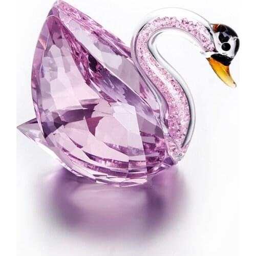 Crystal Glass Swan Figurines Collection Diamond Animal Paperweight Table Ornament Home Decor Handmade Kids Birthday Gifts