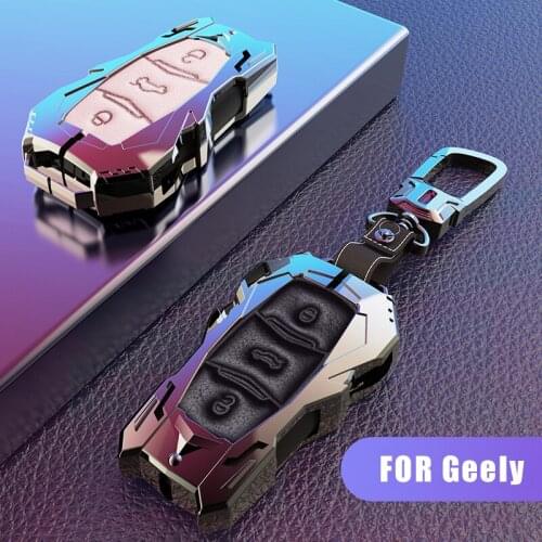 Leather Car Key Case Cover Shell For Geely Atlas Boyue NL3 EX7 Emgrand X7 EmgrarandX7 SUV GT GC9 Borui Keychain Accessories