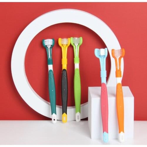 Hot Selling Three Sided Pet Toothbrush Dog Brush Addition Bad Breath Tartar Teeth Care Dog Cat Cleaning Mouth