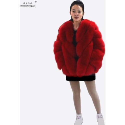 Linhaoshengyue 2017 2017 winter NEW real fox fur women coat 100% fox fur warm fashion freeshpping