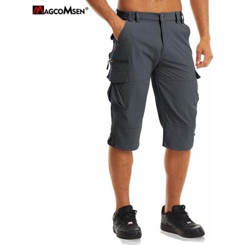 MAGCOMSEN Long Length Cargo Shorts Men Summer Casual Work Shorts with Multi Pockets Male Breeches Tactical Quick Dry Short Pants