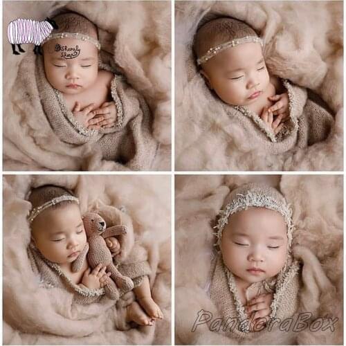 Newborn Baby Mohair Wraps with Hat for Photography Props bebe fotografia Accessories Baby Girl Photo Shoot Posing Blanket Props