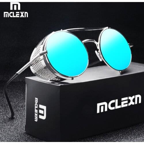 New 2020 Retro Vintage Steampunk Sunglasses Round Steam Punk Metal Shields Sunglasses Men Women UV400 High Quality