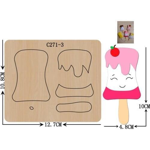 New Ice cream, felt Wooden die Scrapbooking C-271-3 Cutting Dies Compatible with most die cutting machines