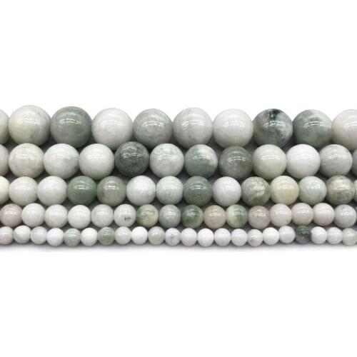 New Natural Stone Beads Green White Chalcedony Stone Round Beads for Jewelry Making DIY 4/6/8/10/12mm Diy Bracelet