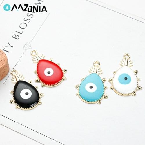 10pcs/lot Vintage Evil eye Alloy Enamel Charm Convex Fashion Pendant For Jewelry Making Necklace Handmade Accessories Wholesale