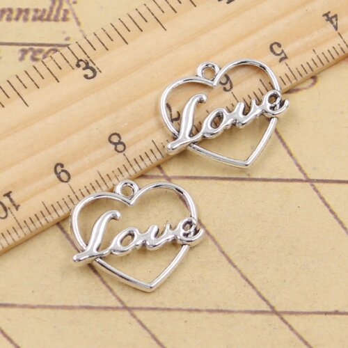20pcs Charms heart love 19x20mm Tibetan Silver Color Pendants Antique Jewelry Making DIY Handmade Craft