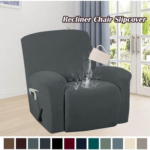Splash Proof Stretch Recliner Sofa Cover 4-Parts Spandex Jacquard Furniture Protector Thick Arm Chair Cover Non-slip Slipcover
