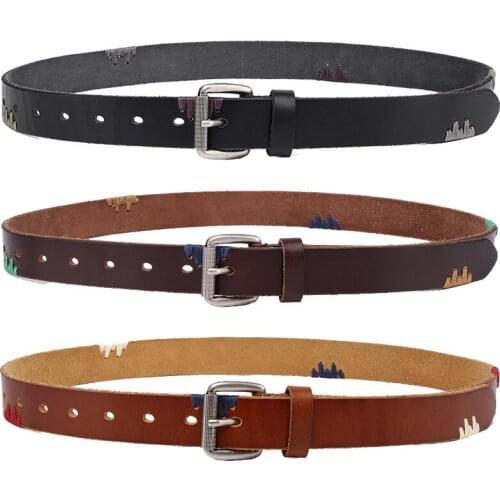 Belt Male Leather Copper Buckle Handmade First Pure Cowhide Retro All-match Casual Jeans Soft Belt Brown Black Luxury Cowboy