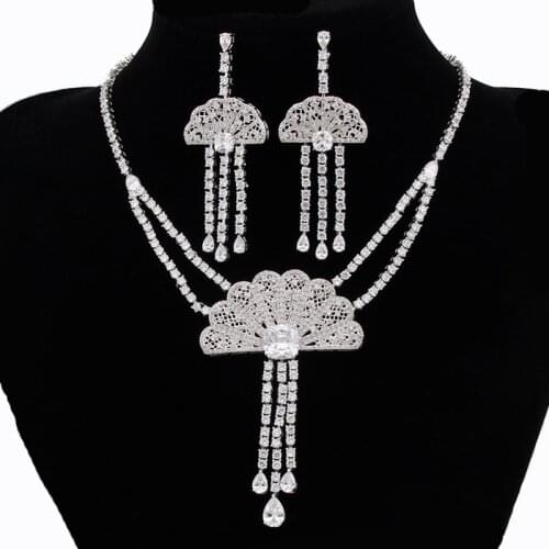 Luxury Crystal Zircon Wedding Jewelry Sets African Jewelry Sets Choker Necklace Earrings For Women Parure Bijoux Femme Ma AS088