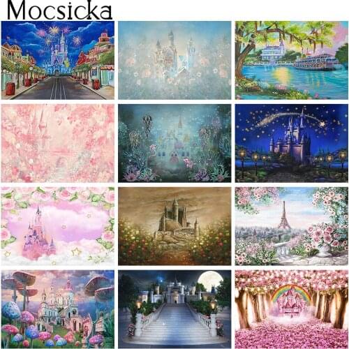 Fairytale Castle Newborn Princess Birthday Cake Smash Portrait Backdrop for Professional Props 1st Birthday Photo Background