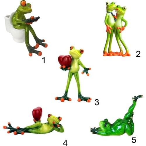 Resin Frogs Figurine Kawaii Yoga Animal Sculpture Dolls Model Ornaments Car Home Garden Decoration