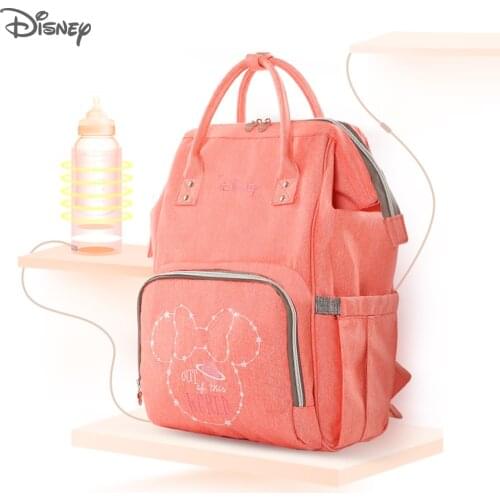 Disney Diaper Bag Mummy Backpack USB Bottle Heating Baby Bag Mommy Maternity Mother Nappy Stroller Backpack Wet Bag Mickey Mouse
