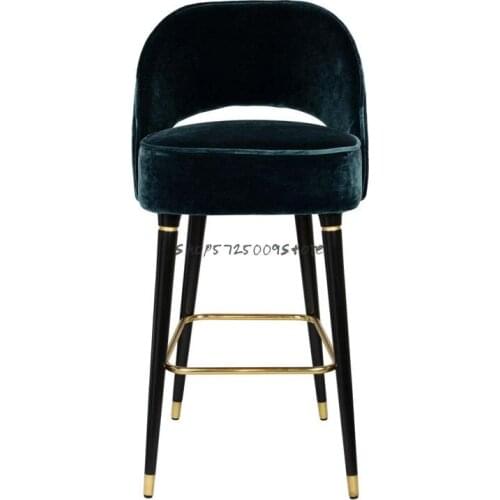 Light luxury Nordic solid wood bar chair simple modern high chair American front desk chair home island bar stool bar stool