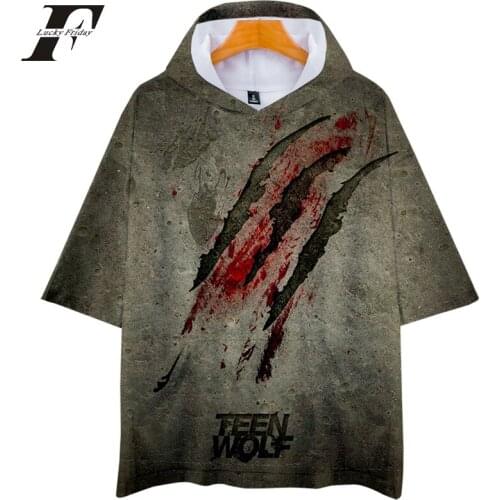 Teen Wolf 3D hooded men/women HIP HOP Tv Series streetwear Teen Wolf 3D hoodie sweatshirt Summer Trend Short Sleeve clothes